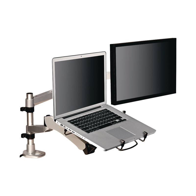 Silver Adjustable Dual Monitor Desk Mount Kit
