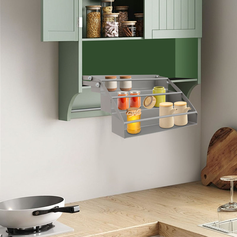 Pull-Out Cabinet Organizer Pull-Down Shelves 3-Tier Pull-Down Spice Rack for Upper Kitchen Cabinet