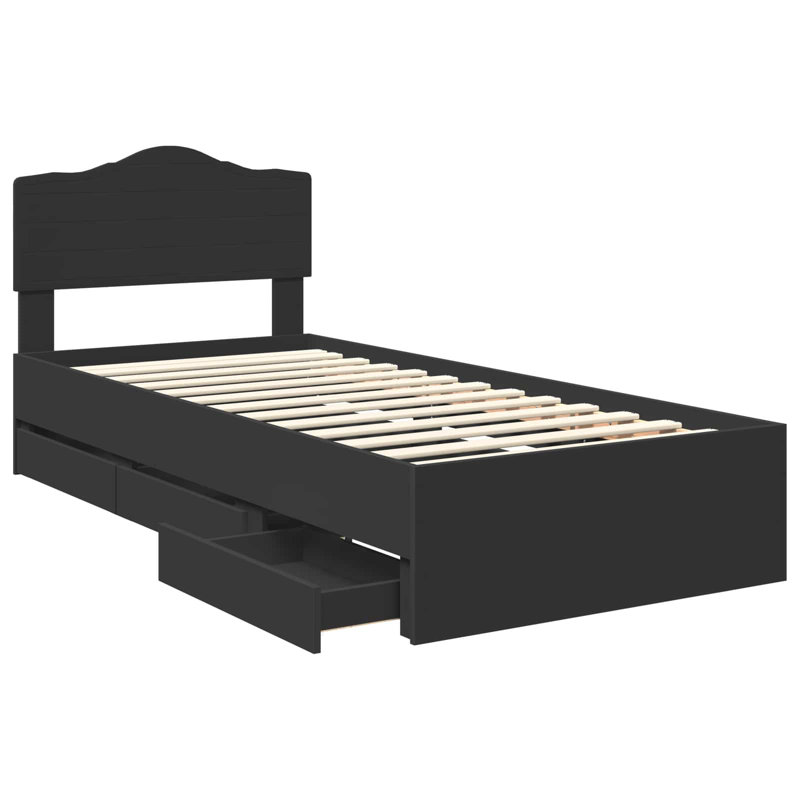 Bed, Black, European Single (90 x 200 cm)