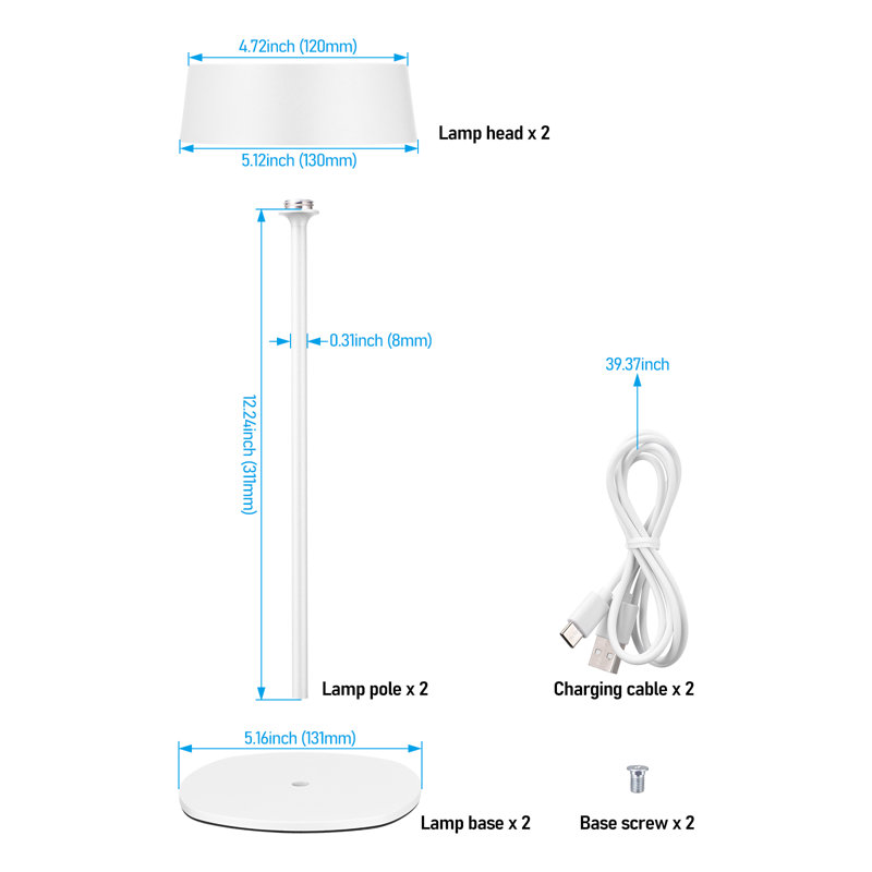 Lampes de table rechargeables de qualité commerciale, lampe de table sans fil à DEL pour restaurant, hôtel, bar à intensité variable