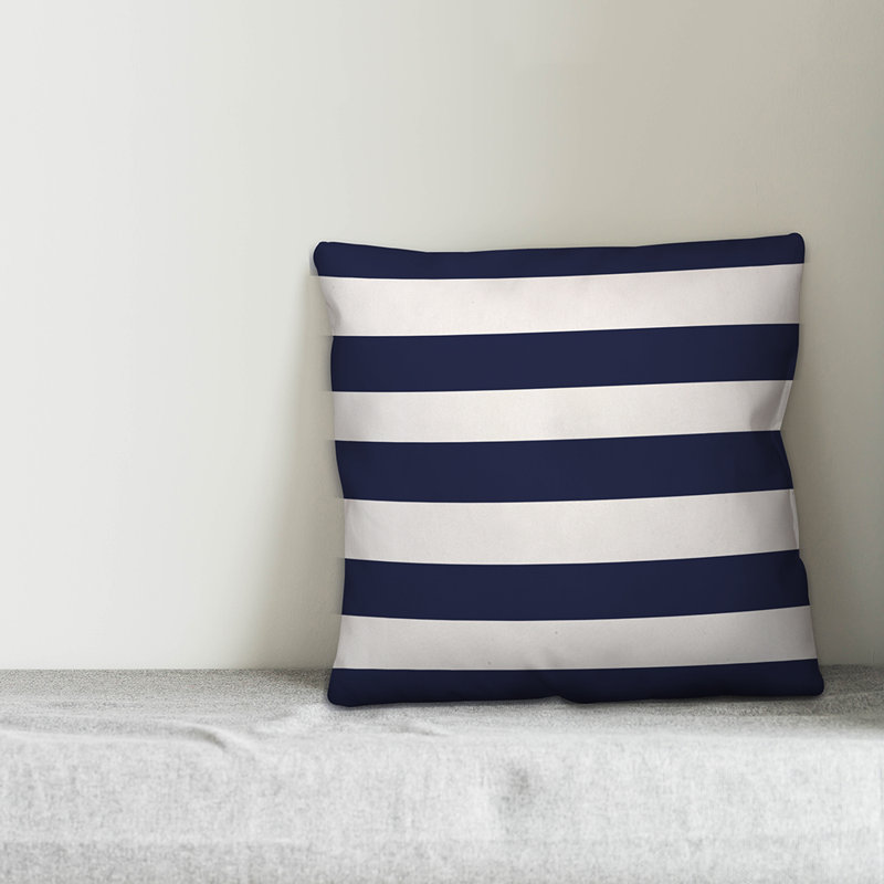 Striped Throw Pillow, 16" x 16", Navy, Polyester/Polyfill
