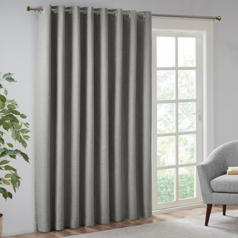 Printed Heathered Blackout Grommet Top Curtain Panel, Taupe, 100" W x 84" L