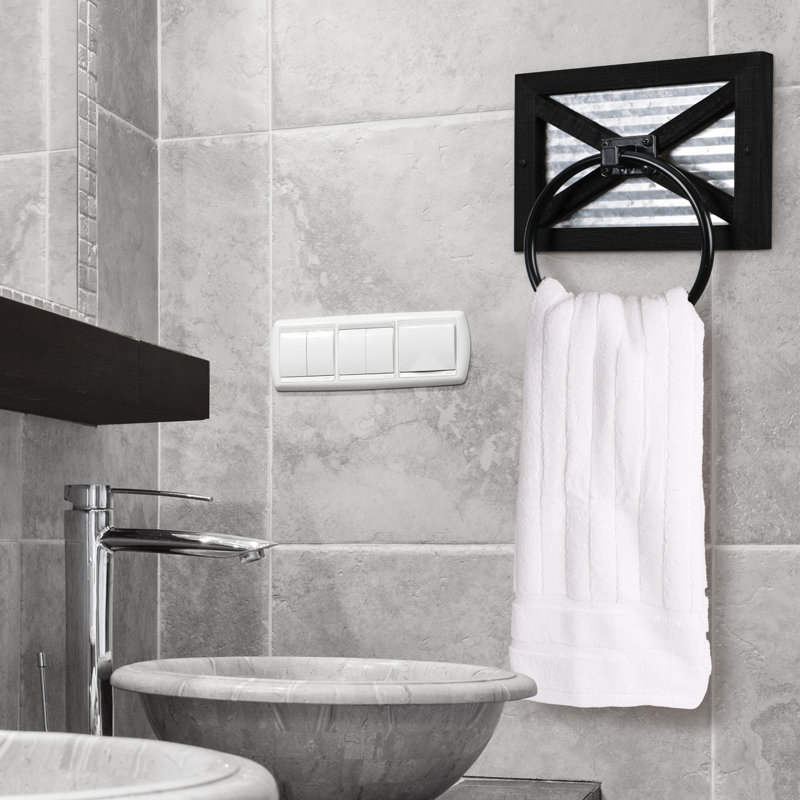 Rustic Farmhouse Décor Bathroom Towel Ring For Wall, Black