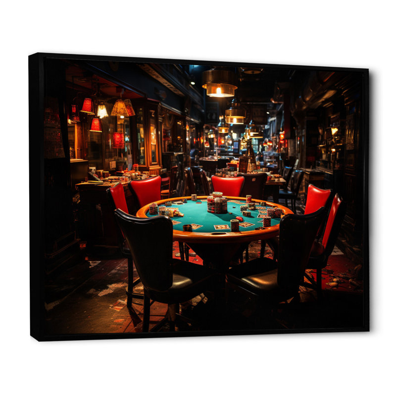 Art mural sur toile, "Casino Royale Blackjack II", Cadre flottant noir, H 16 po x l 32 po
