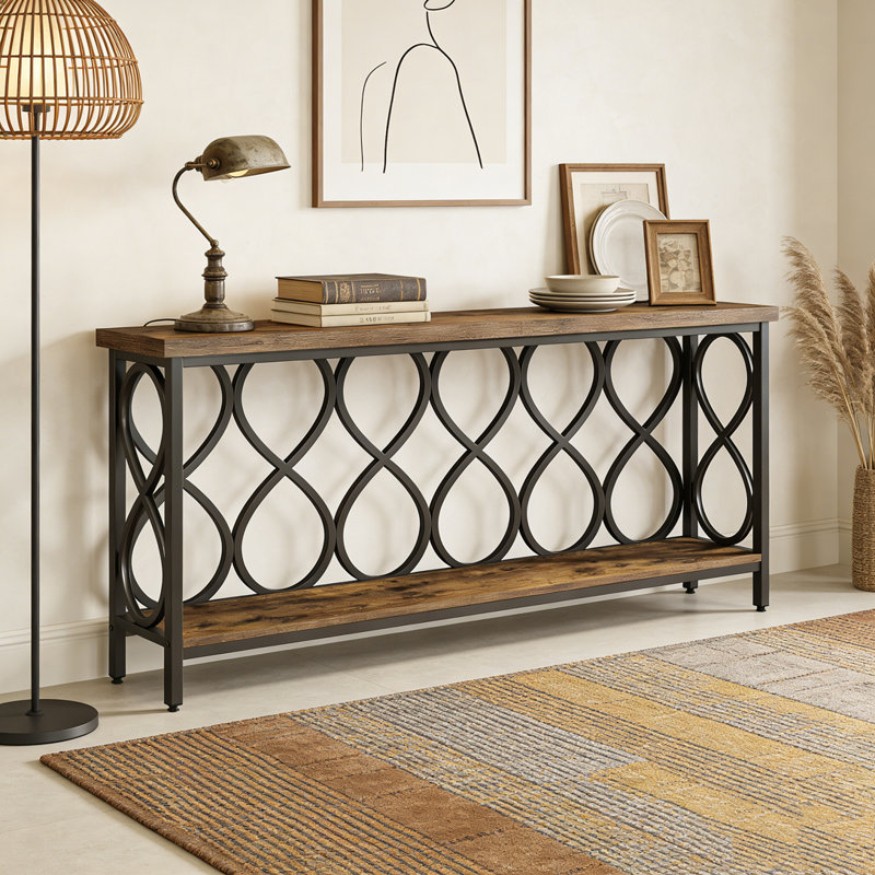 70.9" Industrial Console Table, 2-tier Entryway Table