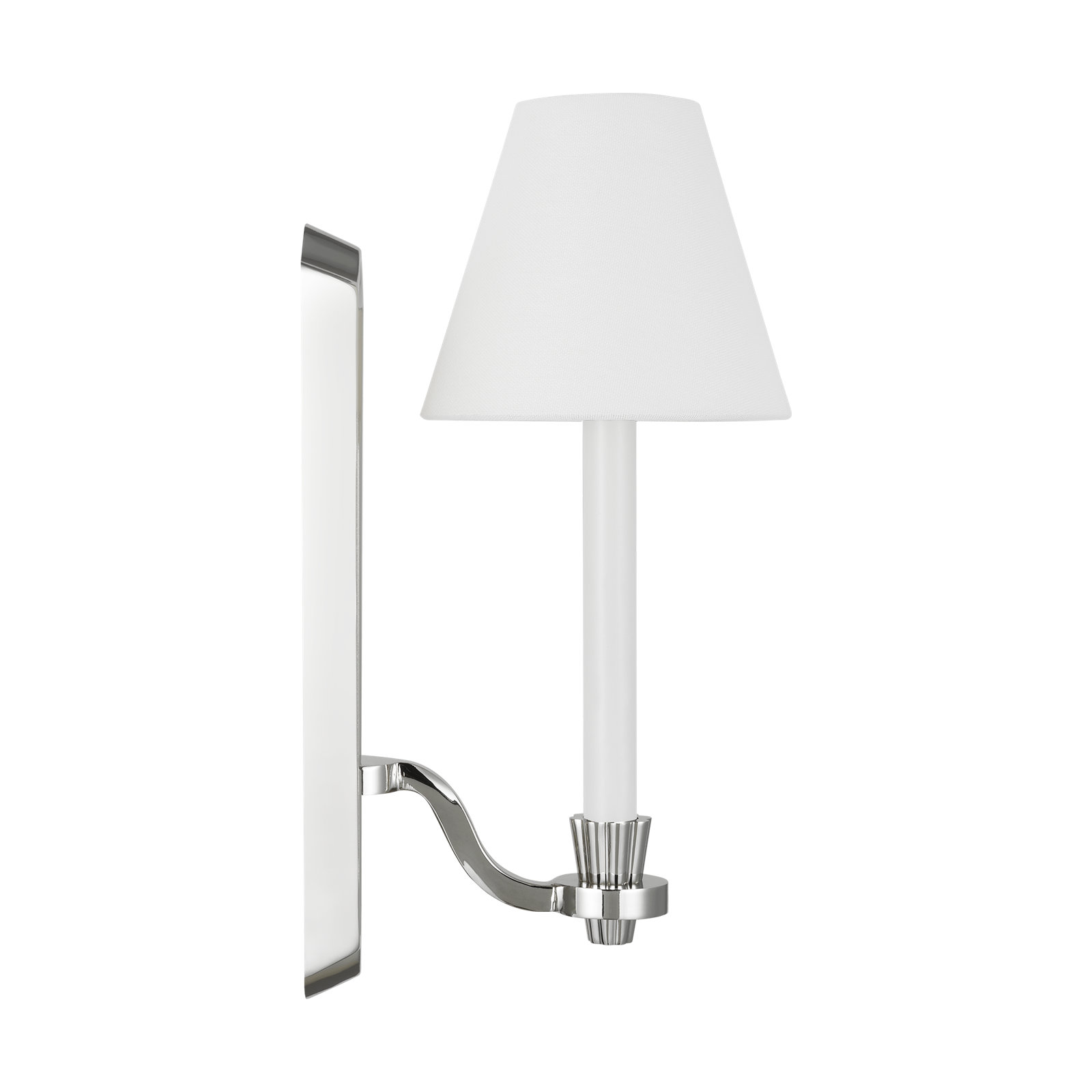Single Light Dimmable Armed Sconce, Polished Nickel