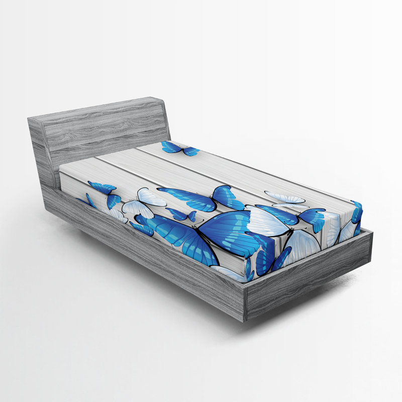 Drap-housse bleu Ambesonne, Drap-housse de taille simple