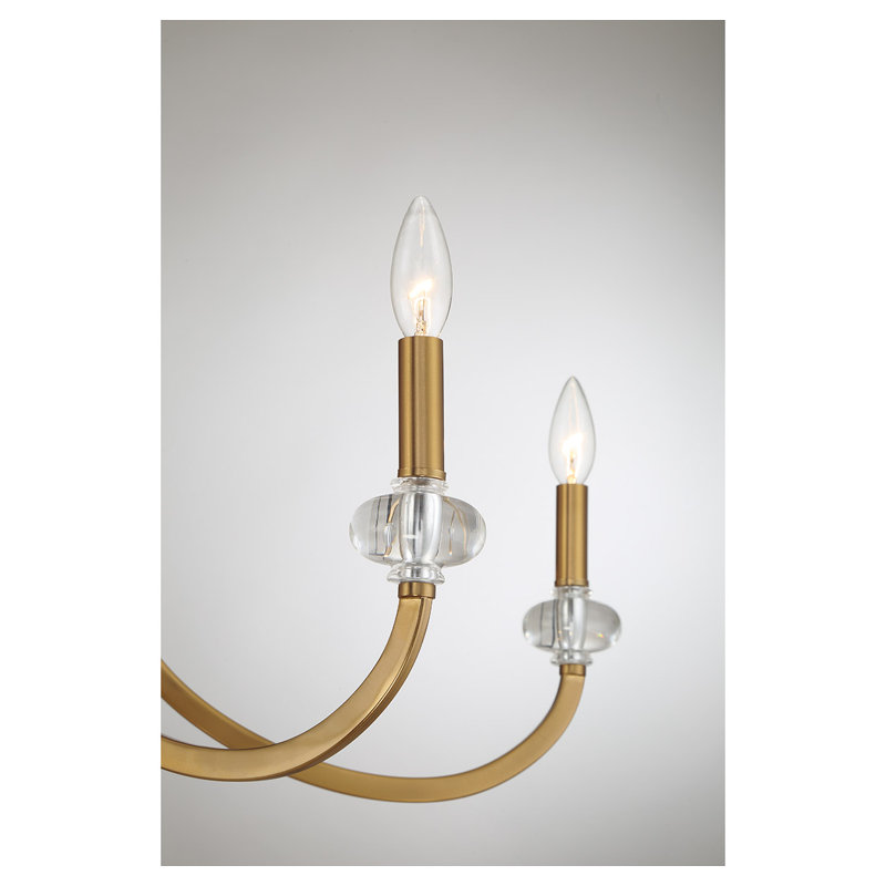 Kiea 12-Light Chandelier in Warm Brass, 12 Lights, 21.5" H x 49.5" W x 49.5" D