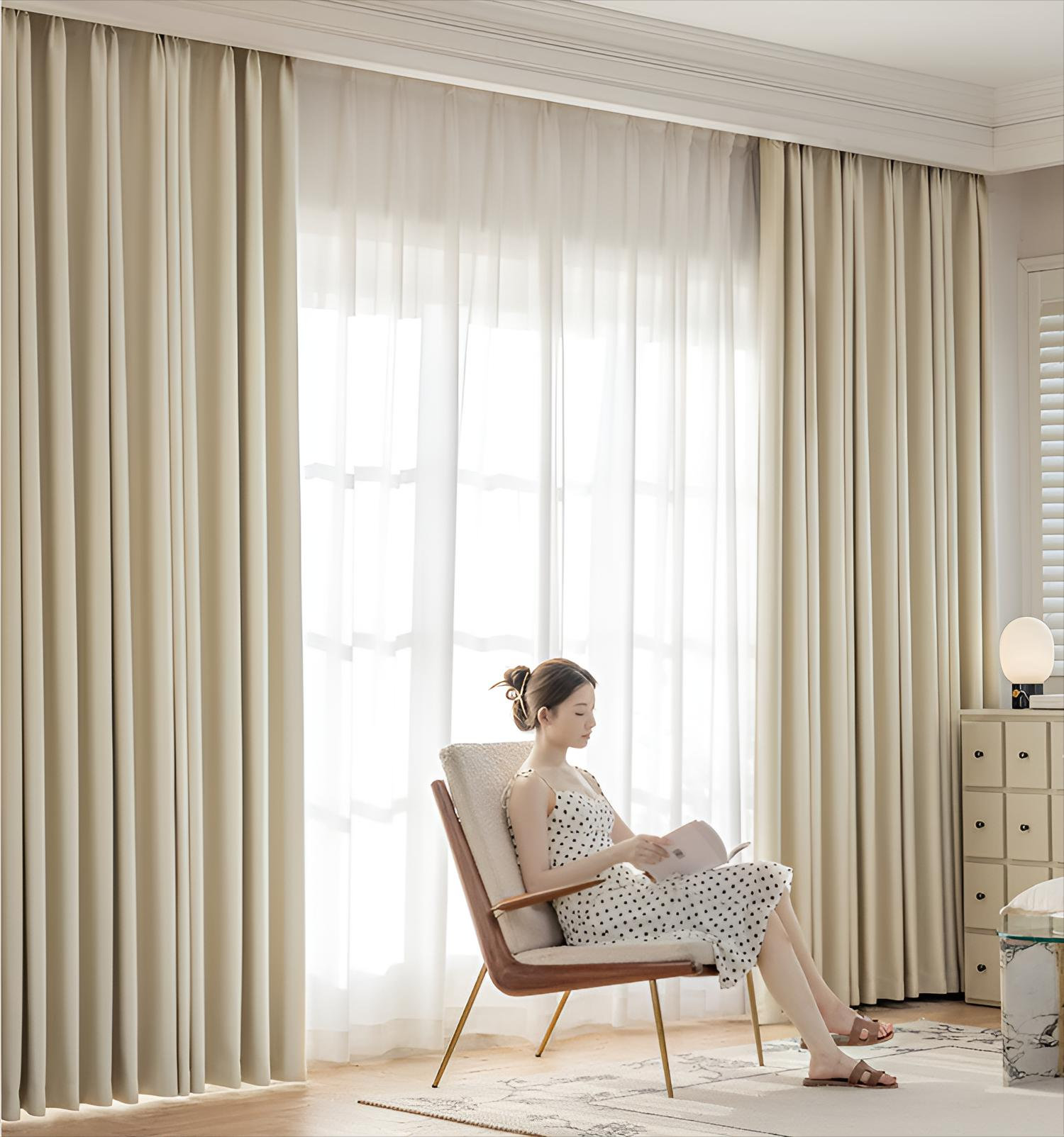 Hokku Designs Modern Minimalist Style Living Room Curtains - Light ... - Living Room Minimalist Design With Thermal Insulation