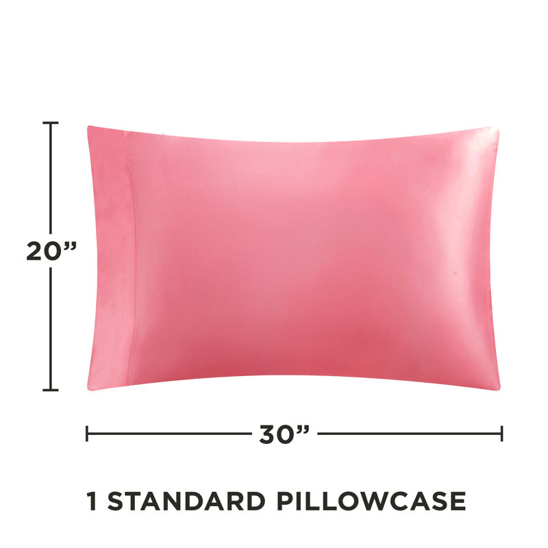 Juicy Couture Premium Silky Satin Sheet Sets, Twin XL Sheet Set with 1 Pillowcase, Rose Pink