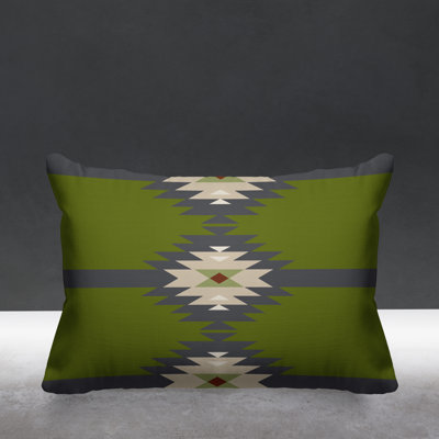 Onida Geometric and Ikat Outdoor Reversible Throw Pillow