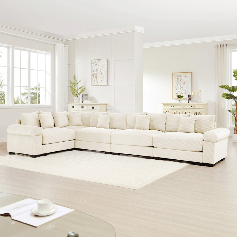 Canapé modulaire modulaire, canapé rembourré avec coussins décoratifs pour l'intérieur, Beige