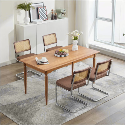 Ensemble de 2 chaises de salle à manger de style Mid-Century moderne, chaises d'appoint en lin avec dossier naturel en canne et base en acier inoxydable chromé, célèbres chaises conçues par Breuer, chaises de cuisine rembourrées en rotin, SW1851CF