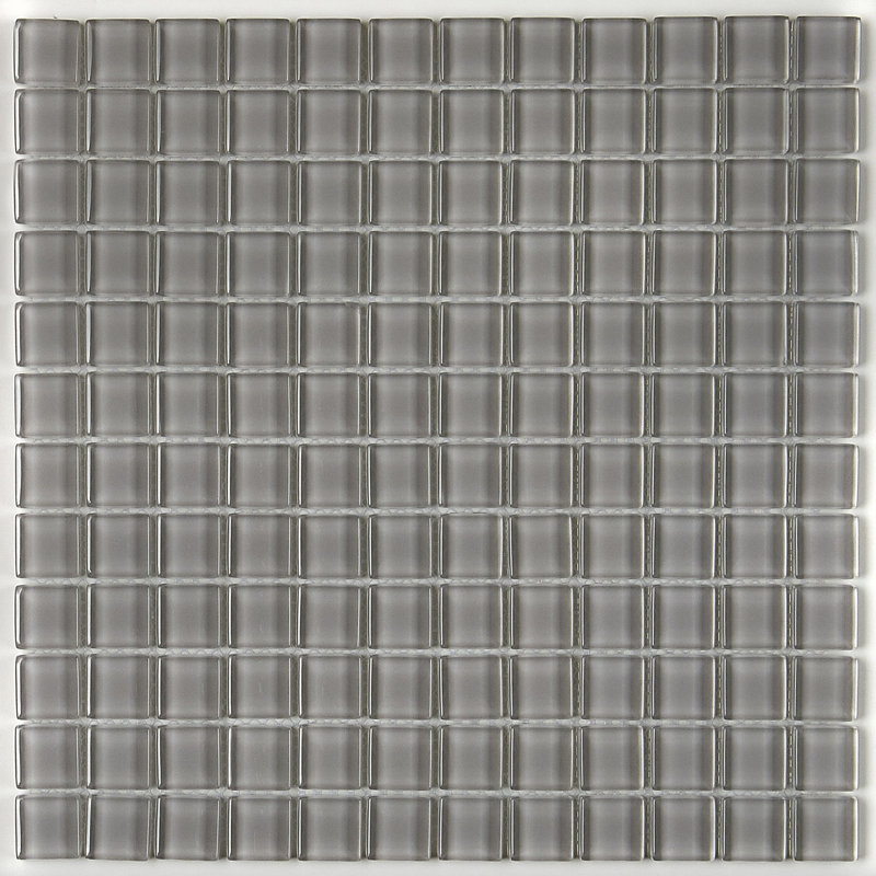 Geneva 1" x 1" Glass Grid Mosaic Wall Tile, Classic Solid Ice White