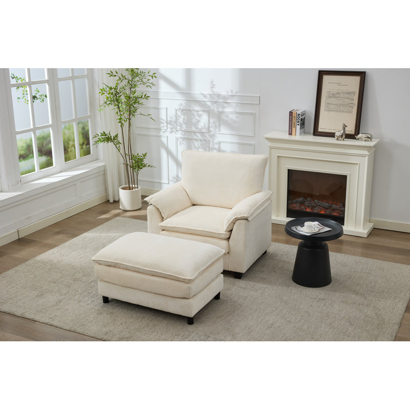 Fauteuil d'appoint surdimensionné avec repose-pieds, Green