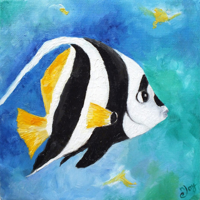 «Banner Fish» par Nicola Joyner, reproduction sur toile tendue, H 24 po x l 24 po