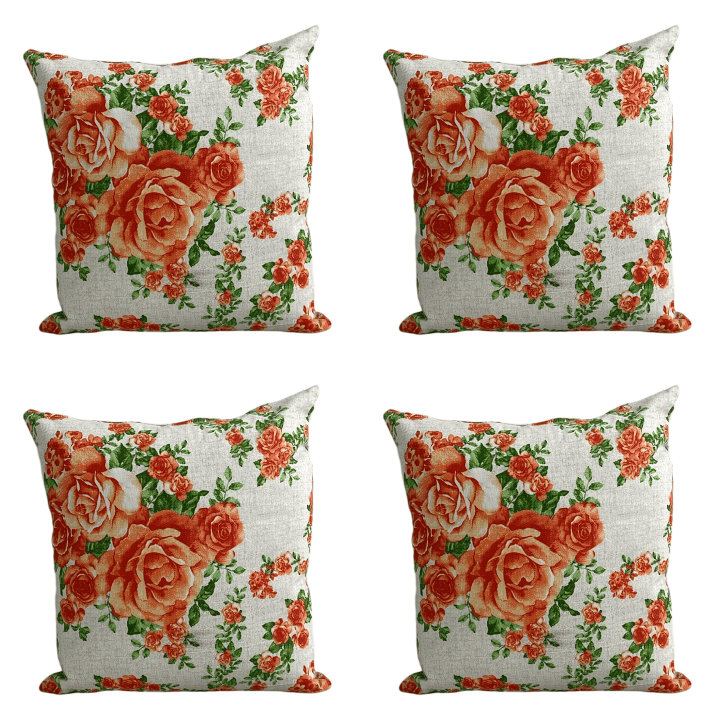 Emeric Floral Orange Square Cushion Cover