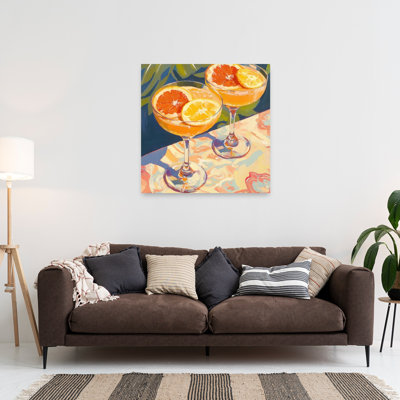 Summer Cocktail Bold Contemporary Elegant Summer Tropical Wall Art Print 1 Piece Wrapped Canvas Wall Art