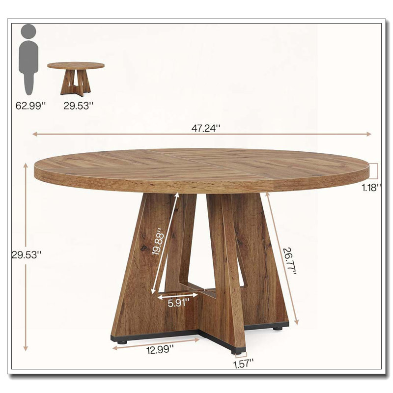 Table de salle à manger ronde en bois 47 pouces, Noyer