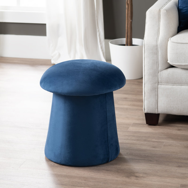 Velvet Mushroom Ottoman W/ Storage, Navy