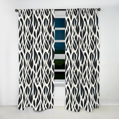 Élégance minimaliste blanche et noire - Rideau rayé - Rideau rayé obscurcissant - 1 panneau