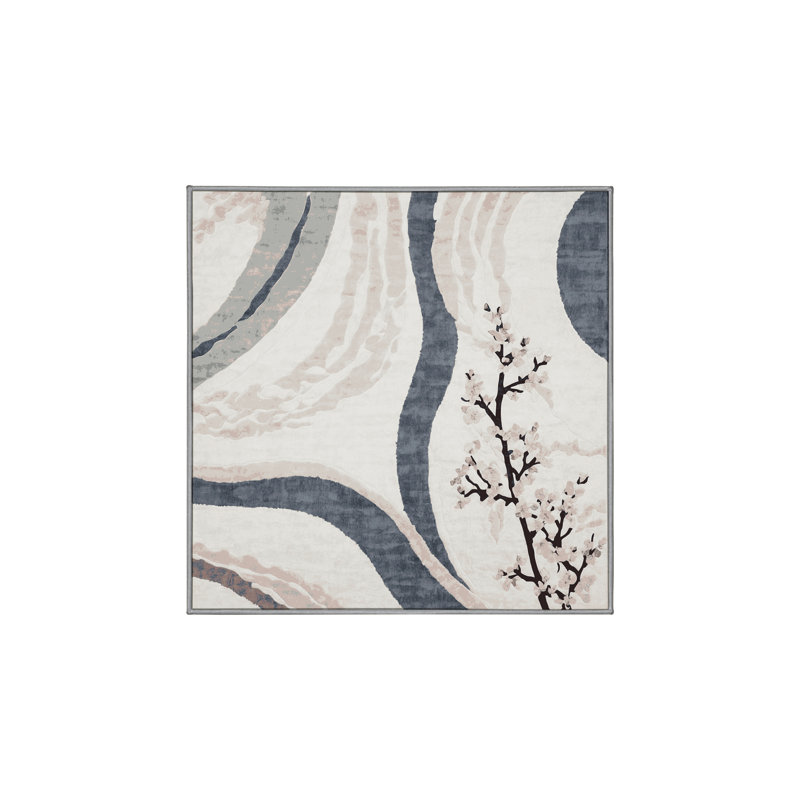 Tapis gris soyeux et moelleux, Carré 6 pi