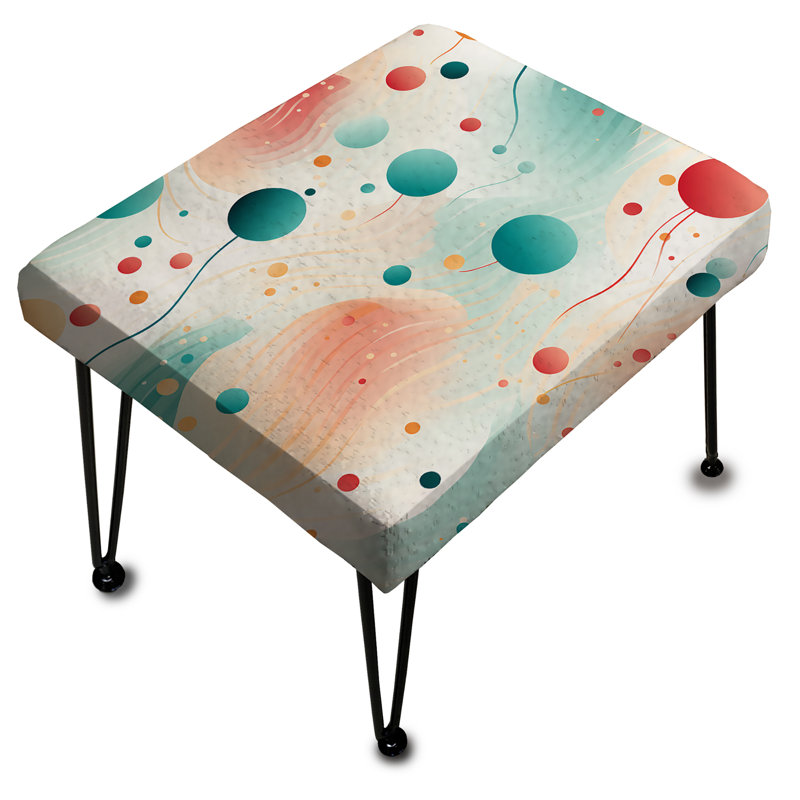 Repose-pieds rectangulaire à pois vert et corail Nostalgic Harmony