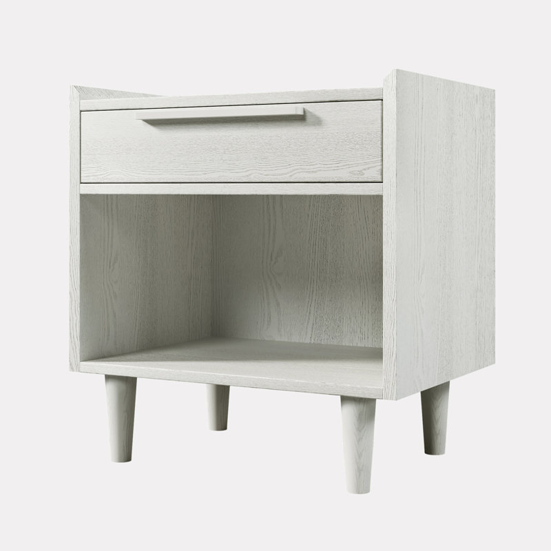 Table de chevet Canley, H 24,4 po x l 22,8 po x P 16,9 po, Blanc