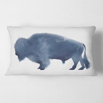 Silhouette de bison bleu marine - coussin à imprimé campagnard