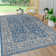 Haupt Vine and Border Textured Weave Navy/Gray Indoor/Outdoor Rug
