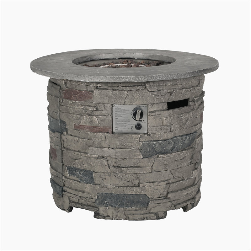 Outdoor 32" Round MgO Propane Fire Pit, Grey Top - 40,000 BTU