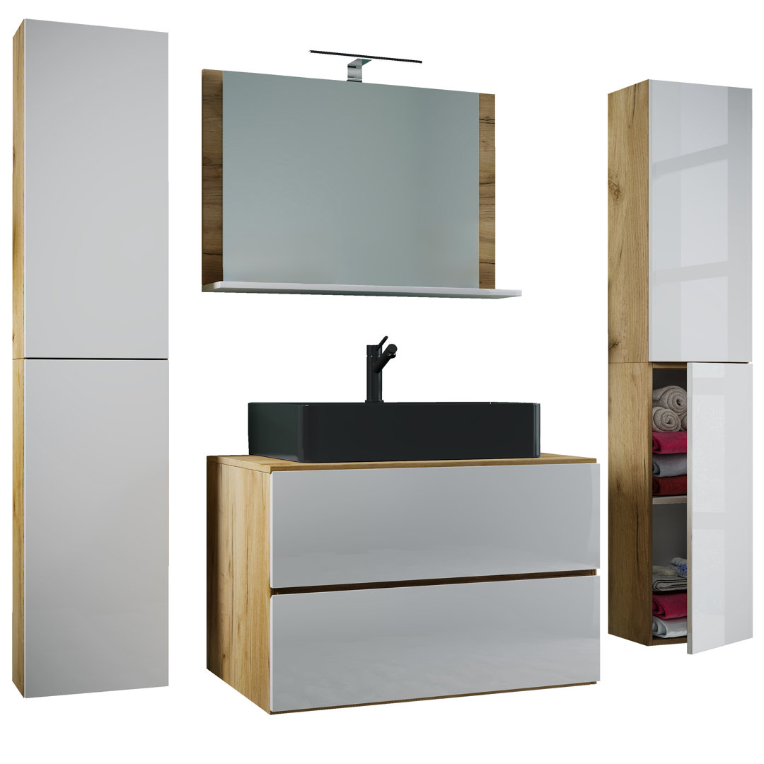 VCM 5-piece Lendas BL XL washbasin with mirror and tall cabinets