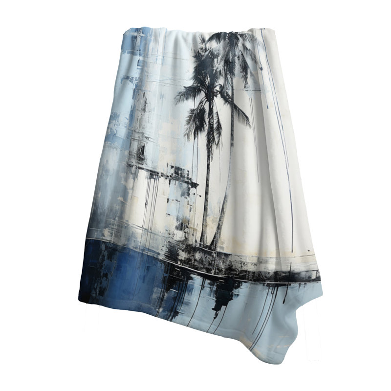 Jeté de palmier tropical bleu et gris