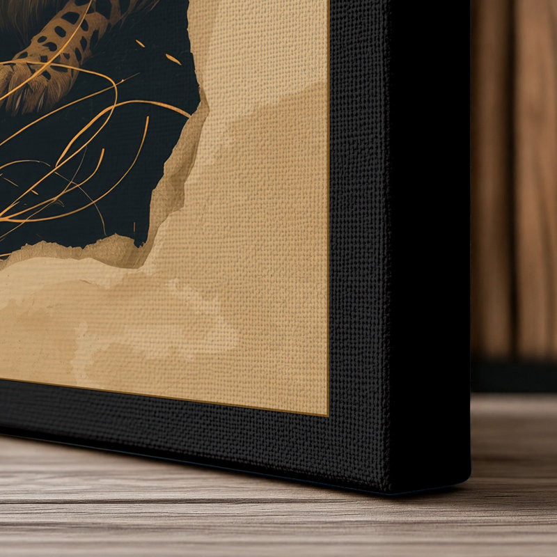 Leopard Study Boho 1 Piece Wrapped Canvas Wall Art, 36x24 - 91.4 x 61.0 cm, Black Border