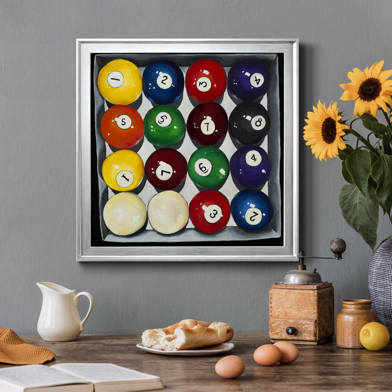 Retro Billiards - Reproduction d'art graphique sur toile encadrée, H 22,5 po x l 22,5 po x P 1,5 po, Blanc
