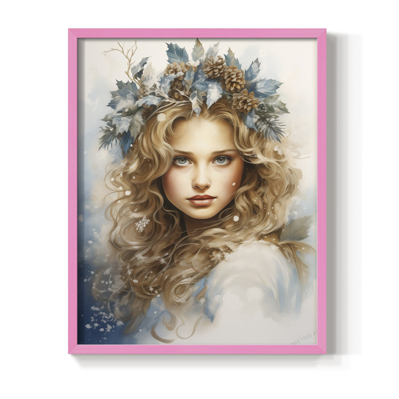 Reproduction d'art encadrée, Noël massif, Rose, H 11 po x l 9 po