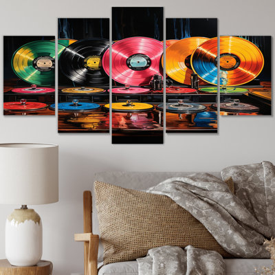 Coloré vinyle Serenade II - Art mural sur toile musique - 5 panneaux