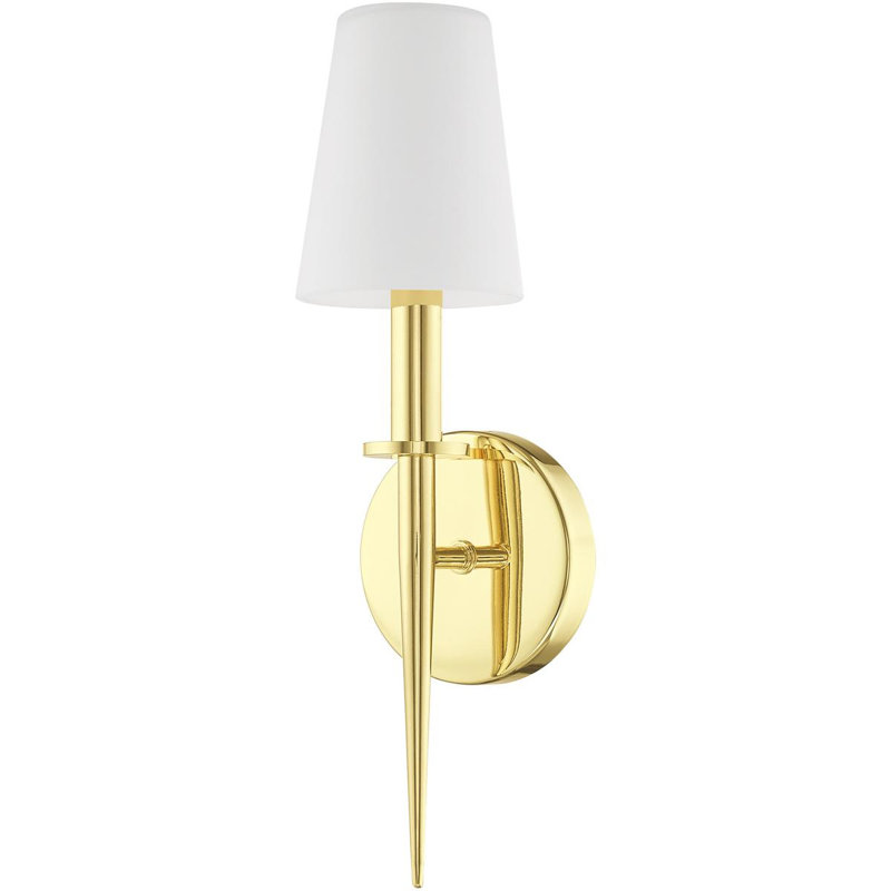 Applique murale en verre blanc opale soufflé à la main - Conforme à l'ADA de 4,25 po, Laiton poli