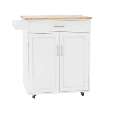 Kitchen Island Rolling Trolley Cart With Adjustable Shelves And Towel Rack Rubber Wood Table Top