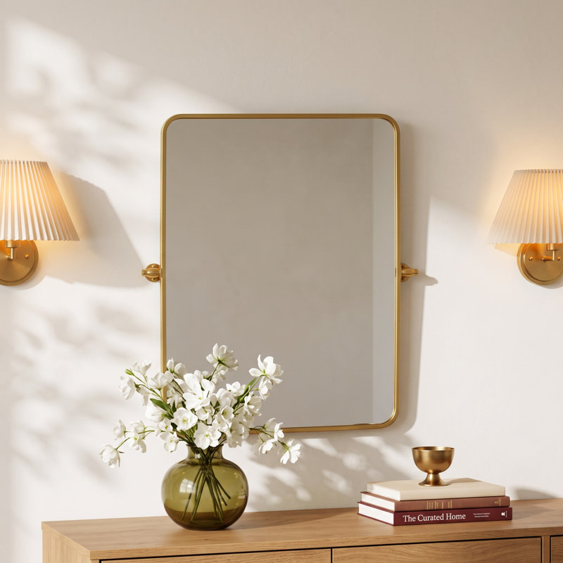 Bellatrix Metal Rectangle Wall Mirror, Gold