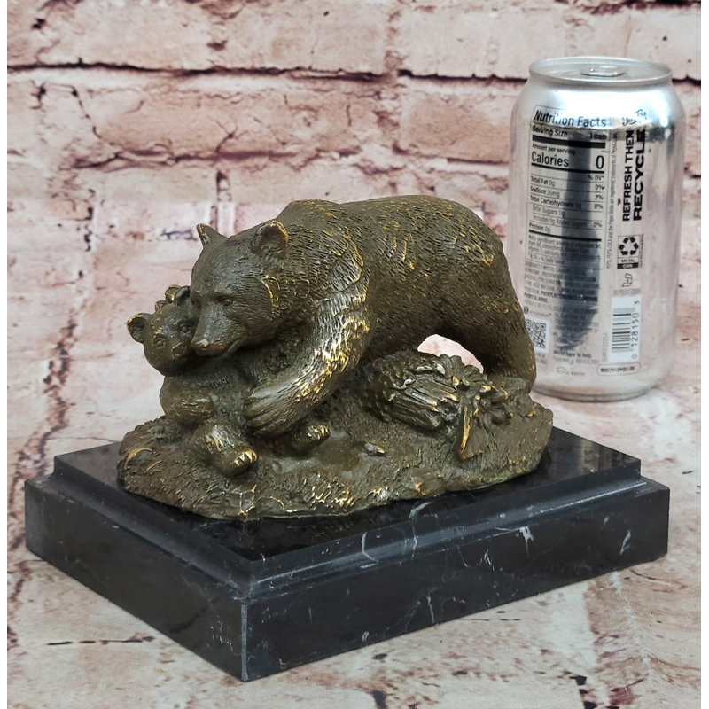 Sculpture bronze avec ours et bronze