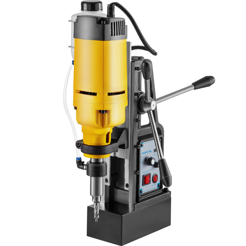 Perceuse magnétique, perceuse électro-magnétique à vitesse continue de 0 à 300 tr / min, perceuse à noyau magnétique de 2 po de profondeur et 2 po de diamètre, perceuse à perceuse de 2922 lbf, perceuse à piston de 1680 watts, perceuse jaune et noire