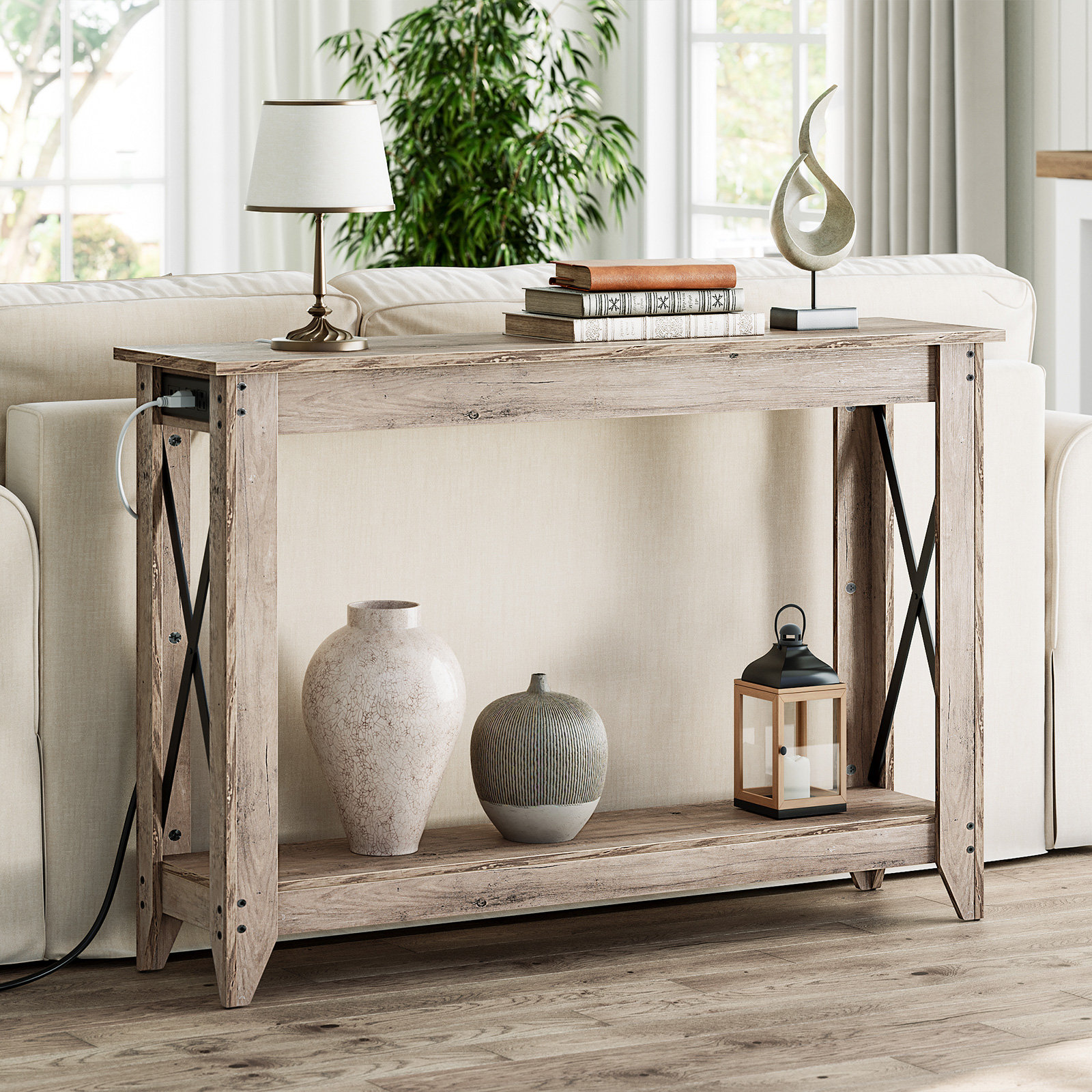 Porter Ridge Console Winston Porter Samha 47.2'' Console Table with Charging Station ...