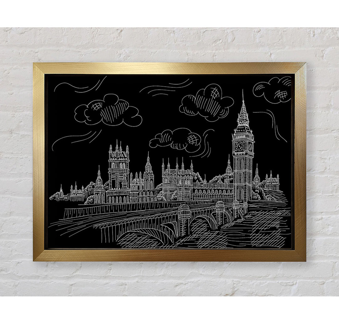 Houses of Parliament und Big Ben Outline - Einzelne Bilderrahmen Kunstdrucke