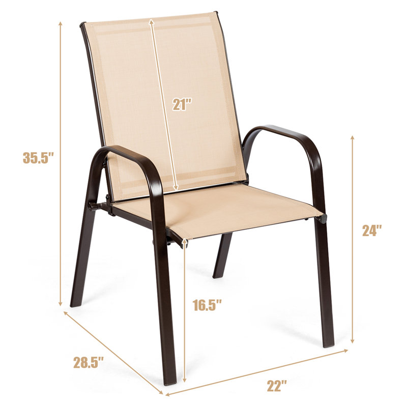 Chaises de jardin de camping 4 pièces Red Barrel Studio® avec accoudoirs et dossier café