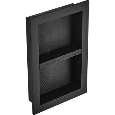Niche de douche à double tablette 16 po x 24 po pour salle de bain, coins carrés encastrés, rangement pour savon noir scellé, 100% imperméable avec de la mousse extrudée, adhérence multi-processus, facile à installer