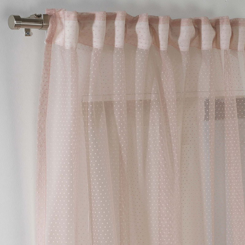 Extra Long & Extra Wide Dots Patterned Lace Single Panel Curtain, Pink, 140cm Width x 145cm Drop