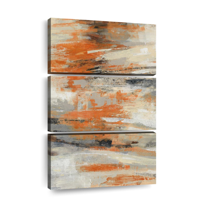 Golden Dust Orange II - 3 pièces d'une image tendue sur toile tendue, H 38 po x l 24 po x P 1,25 po