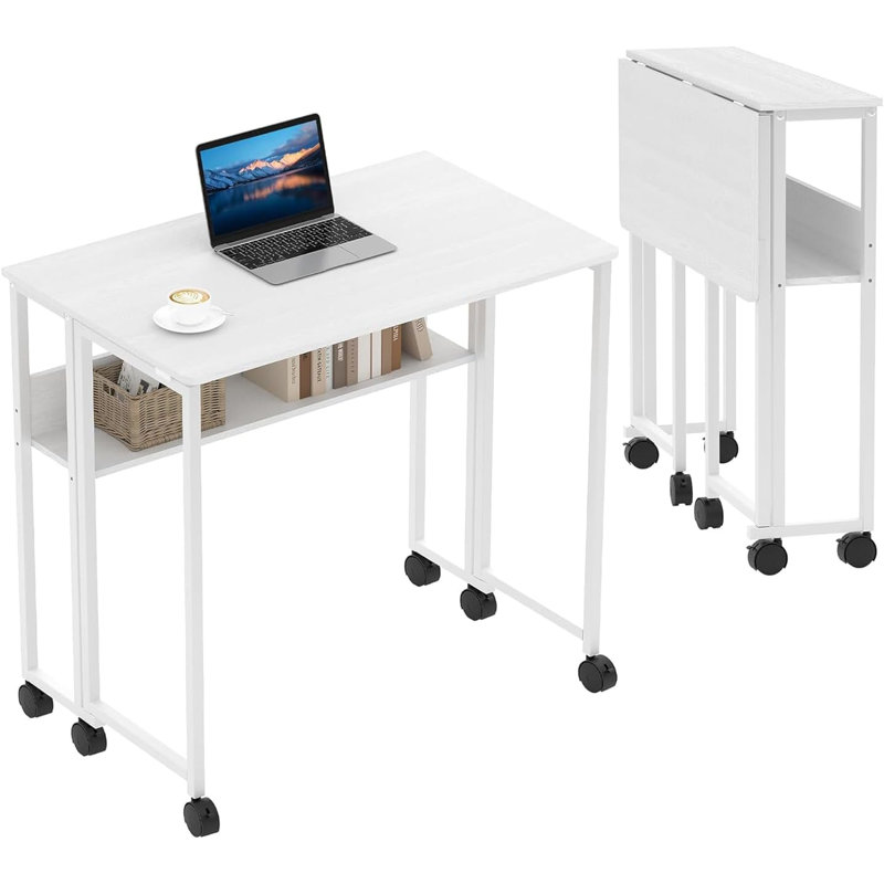 Solid Wood Computer Desk, White