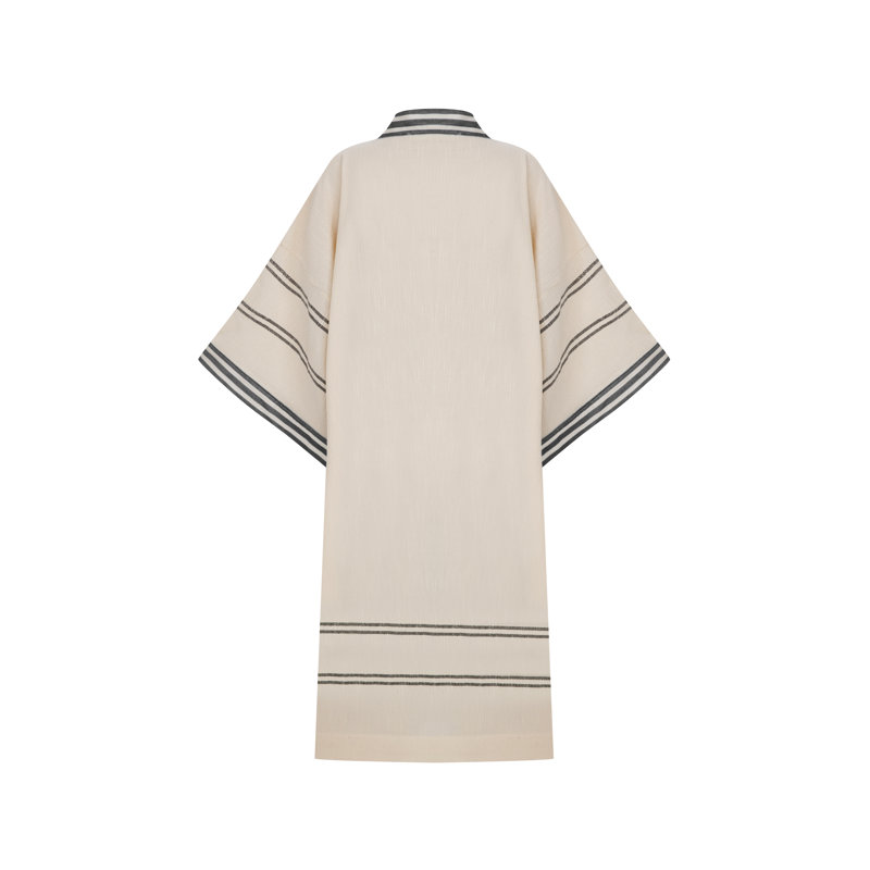 Peshtemal Kutnu Trim Kimono, Black/Cream